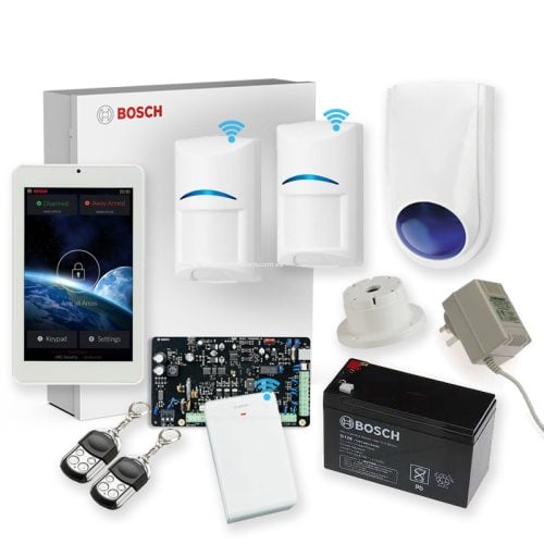 Bosch 3000 Series Alarm Kit with 7″ TouchOne Code Pad, 2 x Bosch Gen2 Wireless PIRS and 2 Key Fobs