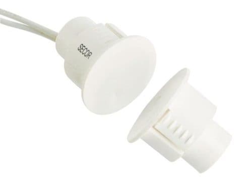 Recessed Steel Door Reed Switch, Flush Mount, 19mm White