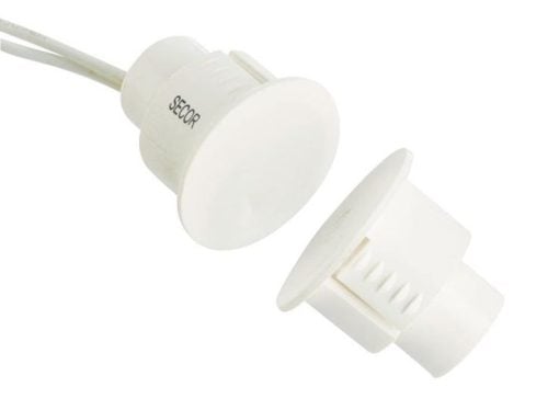 Recessed Steel Door Reed Switch, Flush Mount, 19mm White