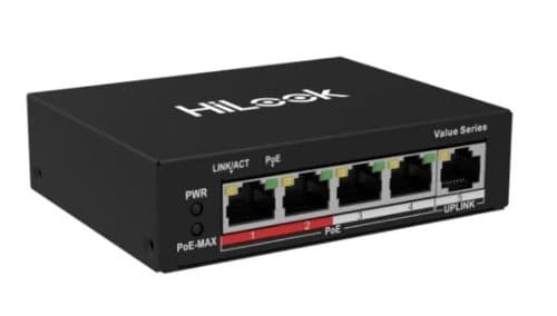HiLook NS-0105P-35(B) 5-Port PoE Network Switch – 35W Total Budget, Desktop Design