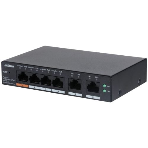 Dahua DH-CS4006-4ET-60 6-Port Cloud-Managed PoE Switch with 4 PoE Ports, 2 Gigabit Uplinks & 60W Budget