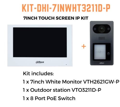 Dahua KIT-DHI-7INWHT3211D-P 7inch Touch Screen IP Intercom Kit