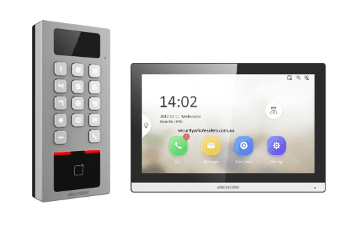 Hikvision DS-K1T502DBWX-C Access Control Terminal Keypad with Camera & Intercom Monitor Bundle