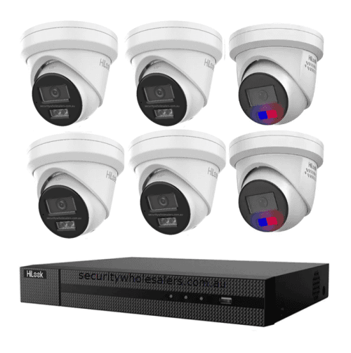 HiLook Hikvision 6MP AcuSense CCTV Kit – 2x Colour Deterrence IPC-T269-MU/SL + 4x Turret IPC-T361H-MU + 8CH PoE NVR (NVR-108MH-C/8P)