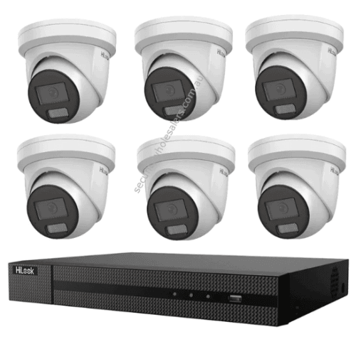 HiLook Hikvision 8MP 4K AcuSense CCTV Kit – 6x Turret IPC-T381H-MU + 8CH PoE NVR (NVR-108MH-C-8P)