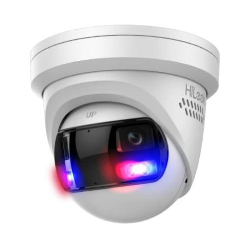HiLook IPC-T289PH-MU/SL 8MP 180° Turret Camera with Active Blue/Red Strobe and Two-Way Audio, IR 30m 2mm