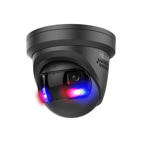 HiLook IPC-T289PH-MU/SL-BLK 8MP 180° Turret Camera with Active Blue/Red Strobe and Two-Way Audio, IR 30m 2mm (Black)