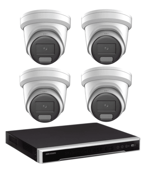 Hikvision 8MP Colorvu 3.0 Hybrid CCTV Kit: 4 x DS-2CD2387G3-LIS2UY/SL Liveguard Gen 3 Cameras + 8CH M Series NVR / NO HDD