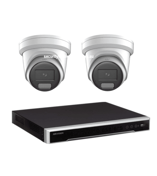 Hikvision 6MP ColorVu 3.0 DS-2CD2367G3-LIS2UY/SL CCTV Kit: 2 LiveGuard Turret Cameras + 4CH M Series PoE NVR