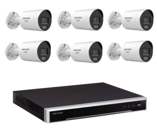 Hikvision 6 Camera 6MP Smart Hybrid Light Security Kit 8 Channel 8 PoE NVR, No HDD