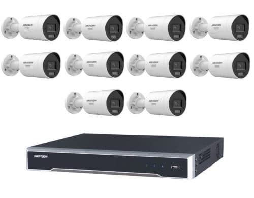 Hikvision 10 x 6MP Mini Bullet Camera ColorVu Security Kit with 16CH 16 PoE 8K NVR, Dual Microphones, Active Strobe Light, No HDD Included