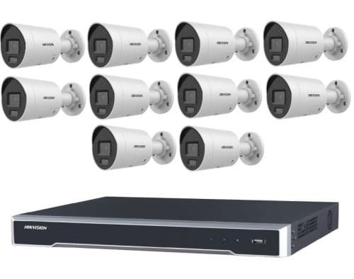 Hikvision 10 Camera 6MP AcuSense Security Kit with 16CH 16 PoE 8K NVR, 10x Fixed Mini Bullet Cameras, Built-In Microphone, No HDD Included