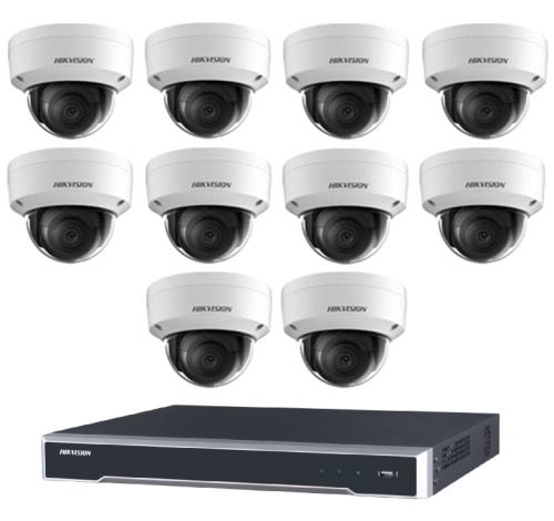 Hikvision 10 Camera 6MP AcuSense Security Kit with 16CH 16 PoE 8K NVR, 10x Fixed Turret Cameras, Built-In Microphone, No HDD Included