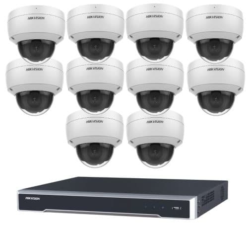 Hikvision 10 Camera 8MP AcuSense Security Kit with 16CH 16 PoE 8K NVR, 10x Fixed Turret Cameras, Built-In Microphone, No HDD Included