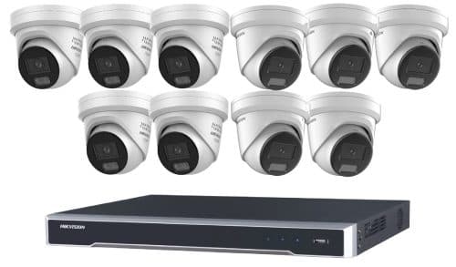 Hikvision 10 Camera 8MP AcuSense Turret Kit with 16CH PoE 8K NVR, No HDD Included