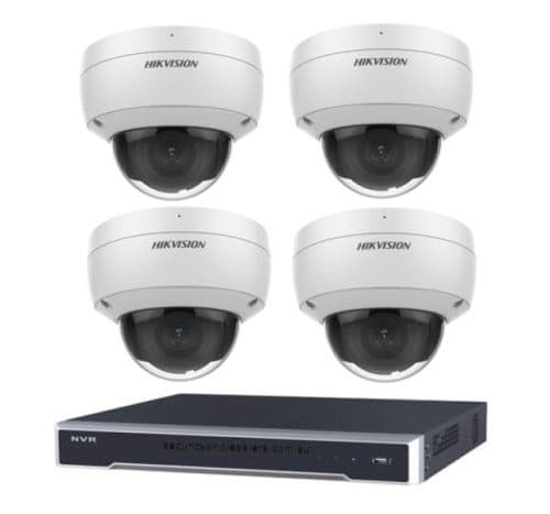 Hikvision 6MP 4CH CCTV Kit: 4x Dome Cameras with AcuSense & Darkfighter + 4CH PoE NVR