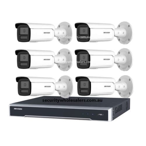 Hikvision 6MP AcuSense CCTV Kit – 6x Darkfighter Bullet Cameras + 8CH PoE NVR with 4TB