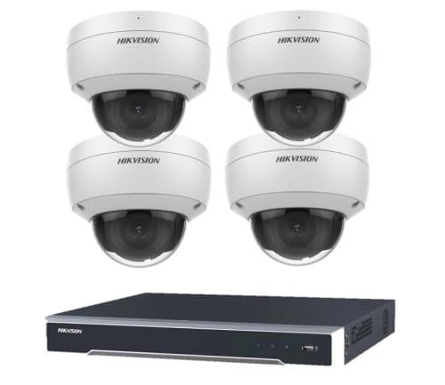 8MP 4CH Hikvision CCTV Kit: 4 x Outdoor Vandalproof Domes w/Acusense + 4CH NVR