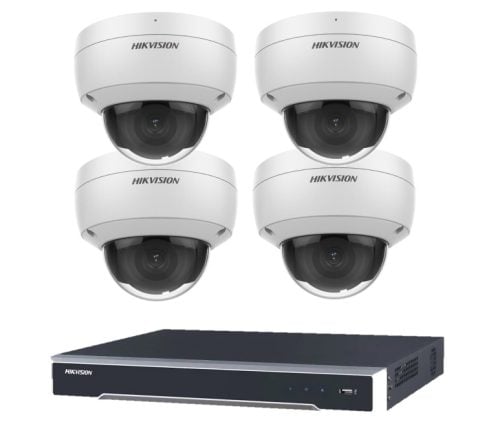 8MP 4CH Hikvision CCTV Kit: 4 x Outdoor Vandalproof Domes w/Acusense + 4CH NVR