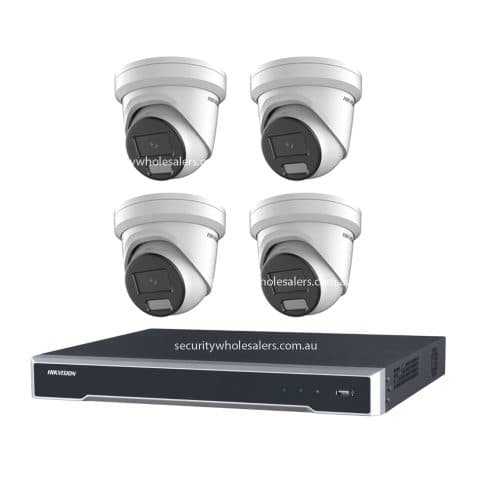 Hikvision 6MP 4CH CCTV Kit: 4 Turret Cameras with AcuSense + 4CH PoE NVR NO HDD