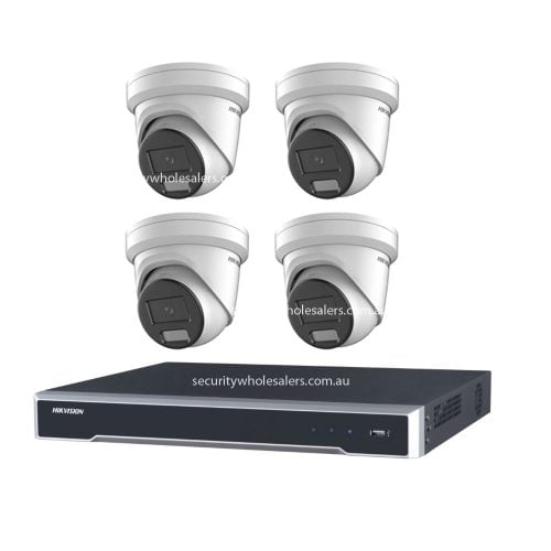 Hikvision 6MP 4CH CCTV Kit: 4 Turret Cameras with AcuSense + 4CH PoE NVR NO HDD
