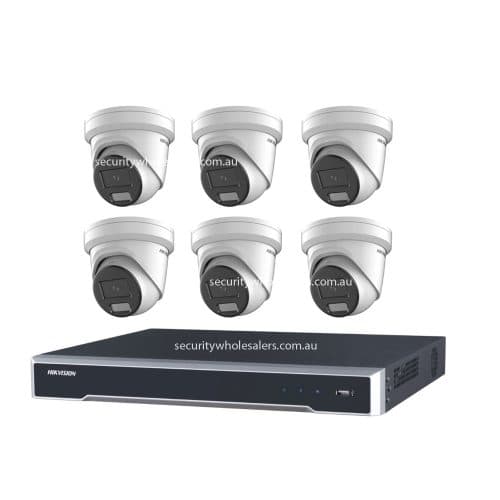 6MP 8CH Hikvision CCTV Kit: 6 x Outdoor Turret Cameras with Acusense + 8CH NVR with 4TB HDD