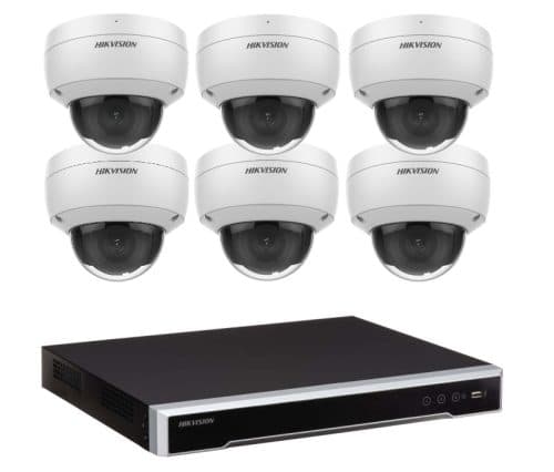 8MP 8CH Hikvision CCTV Kit: 6 x Outdoor Vandalproof Domes with Acusense + 8CH NVR