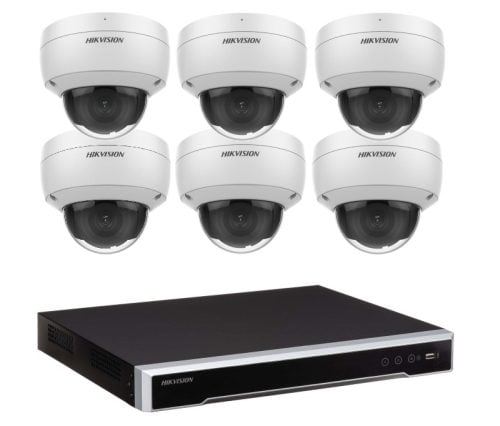 8MP 8CH Hikvision CCTV Kit: 6 x Outdoor Vandalproof Domes with Acusense + 8CH NVR