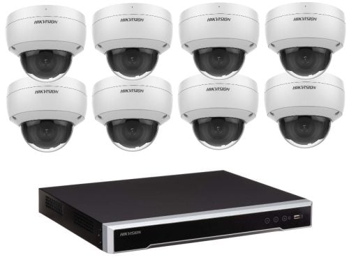 8MP 8CH Hikvision CCTV Kit: 8 x Outdoor Vandalproof Domes with Acusense + 8CH NVR / 4TB
