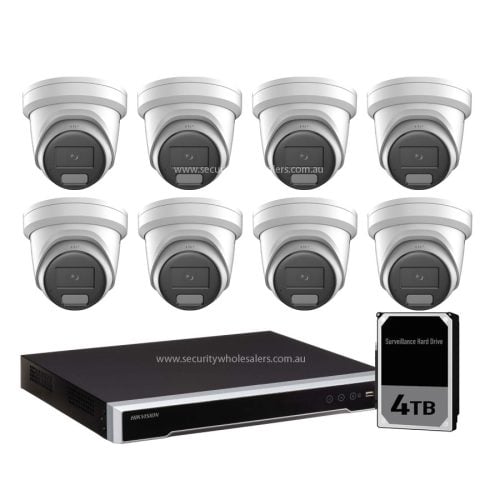 8MP 8CH Hikvision CCTV Kit: 8 x Outdoor Turret Cameras + 8CH NVR with 4TB