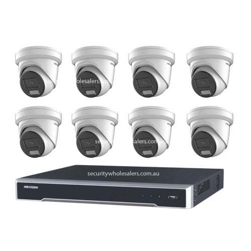Hikvision 6MP 8CH CCTV Kit: 8 Outdoor Turret Cameras with AcuSense + 8CH PoE NVR 4TB