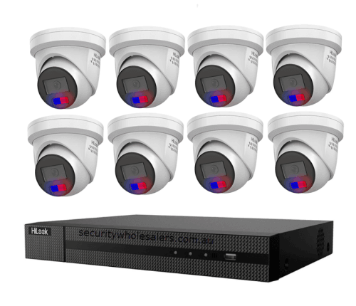 HiLook by Hikvision 6MP AcuSense 8CH CCTV Kit with 8 Colour Deterrence Cameras IPC-T269-MU/SL