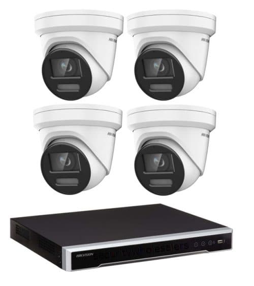 8MP Hikvision Colorvu CCTV Kit: 4 x Colorvu Turret Liveguard Cameras + 8CH M Series NVR / 4TB