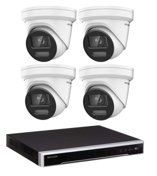 8MP Hikvision Colorvu CCTV Kit: 4 x Colorvu Turret Liveguard Cameras + 8CH M Series NVR / 4TB