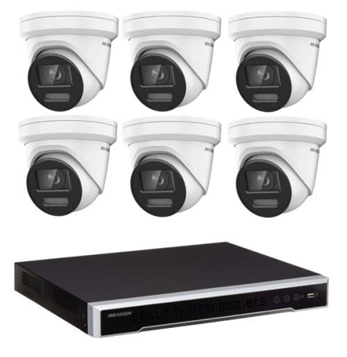 8MP Hikvision Colorvu CCTV Kit: 6 x Colorvu Turret Liveguard Cameras + 8CH M Series NVR / 4TB