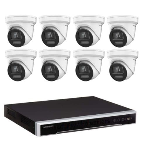 8MP Hikvision Colorvu CCTV Kit: 8 x Colorvu Turret Liveguard Cameras + 8CH M Series NVR / 4TB