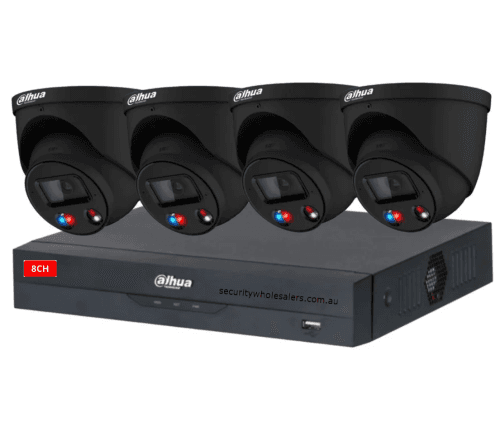 Dahua 4 x BLACK 8MP TIOC 3.0 IPC-HDW3849H-AS-PV-ANZ-S2 Turret Kit with 8CH NVR