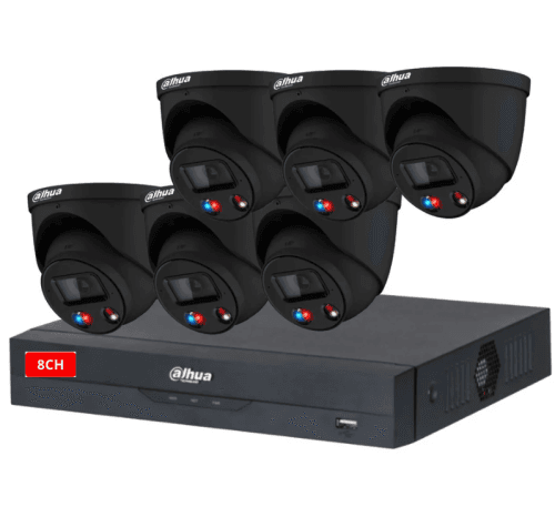 Dahua 6 x BLACK 8MP TIOC 3.0 IPC-HDW3849H-AS-PV-ANZ-S2 Turret Kit with 8CH NVR Wizsense