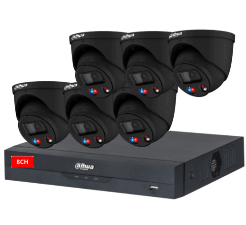 Dahua 6 x BLACK 8MP TIOC 3.0 IPC-HDW3849H-AS-PV-ANZ-S2 Turret Kit with 8CH NVR Wizsense