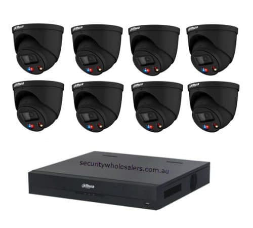 Dahua 8 x 8MP BLACK TIOC Advanced 3.0 with SMD4.0 Active Deterrance Turret Kit with 8CH Wizsense NVR