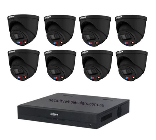 Dahua 8 x 8MP BLACK TIOC Advanced 3.0 with SMD4.0 Active Deterrance Turret Kit with 8CH Wizsense NVR