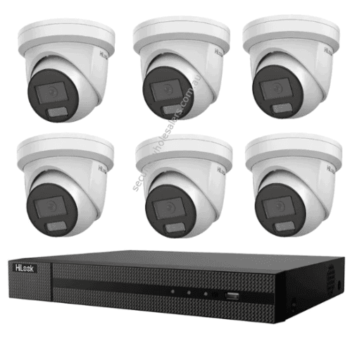 HiLook Hikvision 8MP AcuSense 8CH CCTV Kit with 6 Turret IP Cameras IPC-T282H-MU