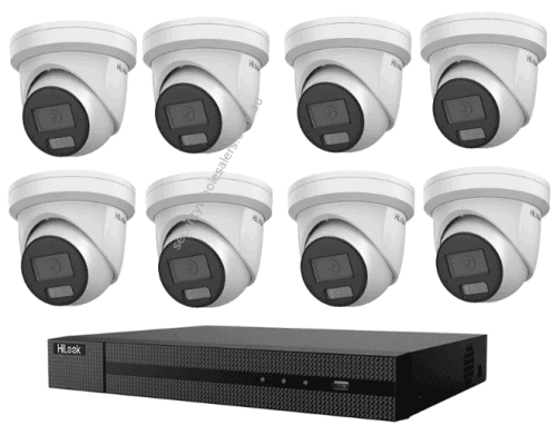 HiLook Hikvision 8MP AcuSense 16CH CCTV Kit with 8 Turret IP Cameras IPC-T282H-MU