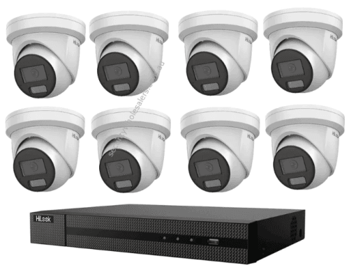 HiLook Hikvision 8MP AcuSense 16CH CCTV Kit with 8 Turret IP Cameras IPC-T282H-MU