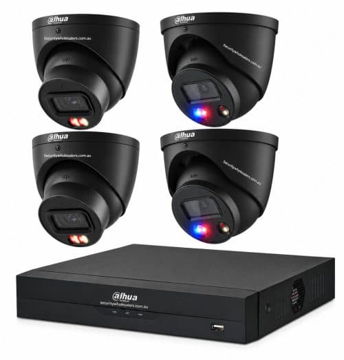 Dahua 8MP + 8 Channels Kit: 2 x 8MP TiOC and 2 x 8MP Turret Cameras with 8CH AI NVR – Black