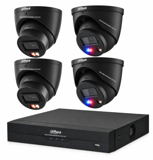 Dahua 8MP + 8 Channels Kit: 2 x 8MP TiOC and 2 x 8MP Turret Cameras with 8CH AI NVR – Black