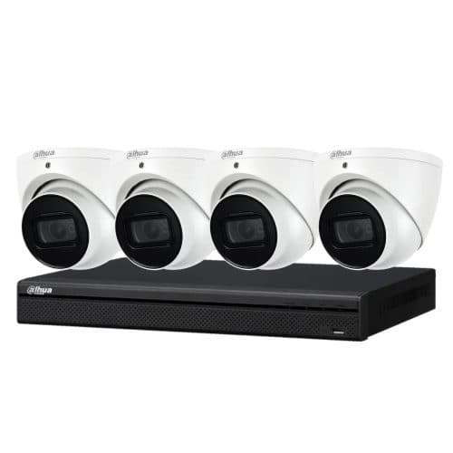 Dahua 8 MP + 4 Channels Kit: 4 x WizSense Fixed Starlight Turret Cameras, AI NVR NO HDD