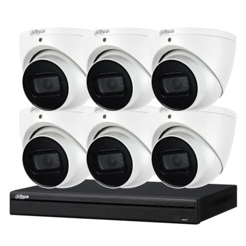 Dahua 8 MP + 8 Channels Kit: 6 x WizSense Fixed Starlight Turret Cameras, AI NVR NODD