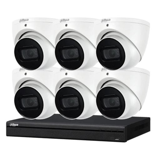 Dahua 8 MP + 8 Channels Kit: 6 x WizSense Fixed Starlight Turret Cameras, AI NVR NODD