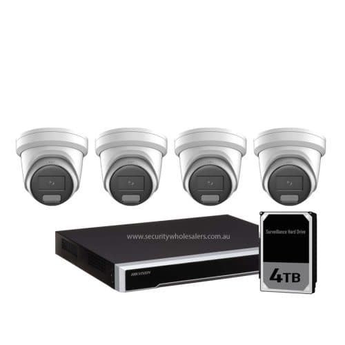 Hikvision 4 x 8MP Cameras 8CH NVR CCTV Kit: 4 AcuSense Turret + 8CH 8K NVR Bundle 4TB
